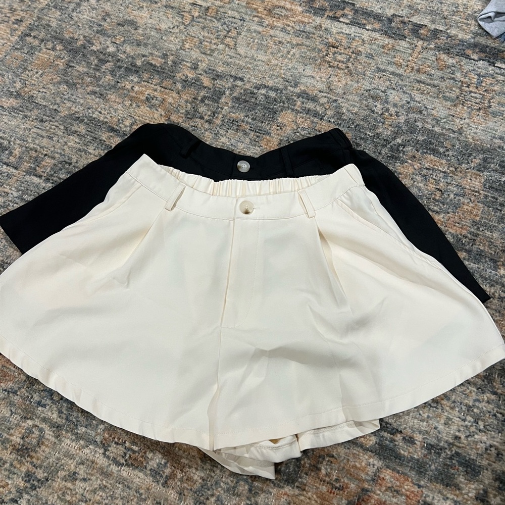 Elegant Cream and Black Women's Shorts